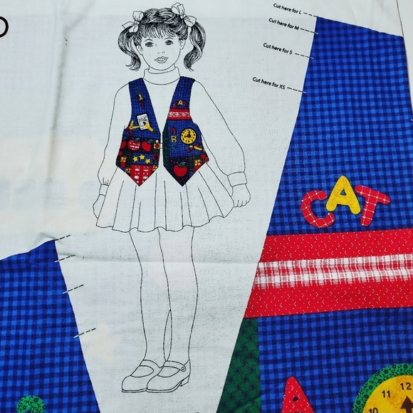 Kid's back to school vest fabric panel - Picture 1 of 5